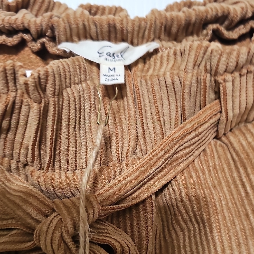 Easel NWT Ribbed Drawstring Pants - Camel - Picture 2 of 4